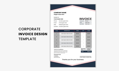 Obraz premium Corporate business invoice template design, Minimal and professional invoice form template ,invoice accounting ,bill ,receipt ,price list .Easy to edit and customize.