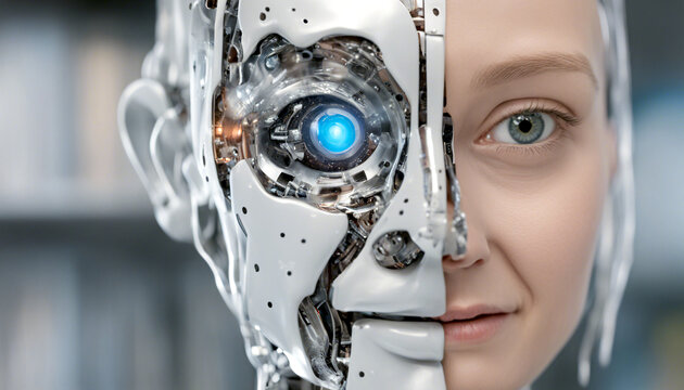 Menschlicher Roboter*inn. Durch Vereinigung von Mensch und Maschine zu einer k&uuml;nstlichen, neuen Rasse oder Lebensform mit k&uuml;nstlicher Intelligenz