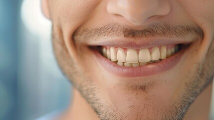 Fototapeta premium A man with a smile on his face and a clean, white smile