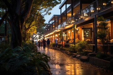 Byron Bay, Australia, Jonson Street (Jonson Street), full of shops, restaurants and cafes., generative IA