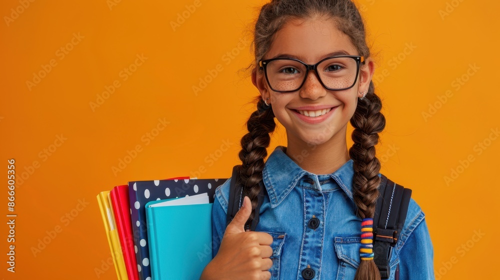 Sticker the cheerful schoolgirl in denim