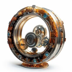 Fototapeta premium clock with gears inside of it on a white surface