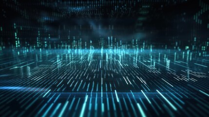 Futuristic digital landscape with glowing data streams