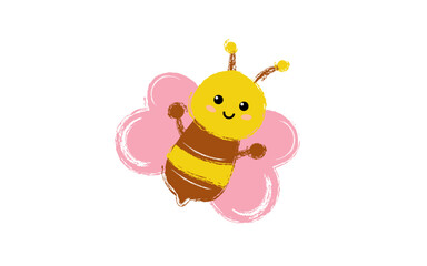 bee children's drawing vector illustration