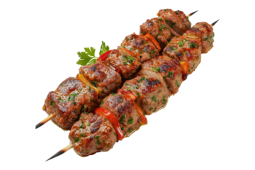 Grilled adana kebab isolated on transparent background