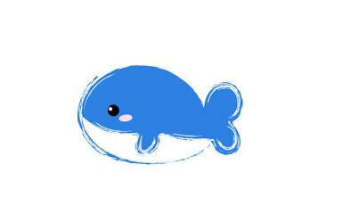whale fish children's drawing vector