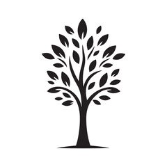 Tree with leaves silhouette vector illustration