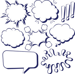 Comic speech bubbles with halftone set template
