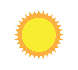 Sun icon isolated on white background. Sunshine, Sunset. Solar icon. Decorative circle full. Vector illustration
