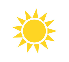 Sun icon isolated on white background. Sunshine, Sunset. Solar icon. Decorative circle full. Vector illustration