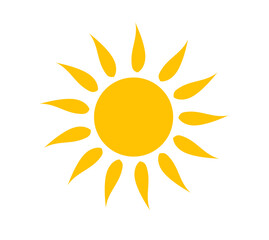 Sun icon isolated on white background. Sunshine, Sunset. Solar icon. Decorative circle full. Vector illustration