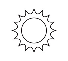 Sun icon isolated on white background. Sunshine, Sunset. Solar icon. Decorative circle full. Vector illustration