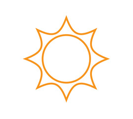 Sun icon isolated on white background. Sunshine, Sunset. Solar icon. Decorative circle full. Vector illustration