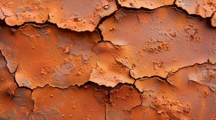 Fototapeta premium Rusty Cracked Surface Texture with Shades of Orange and Brown