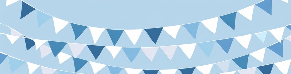 Watercolor illustration of vibrant festive bunting with Bavarian triangle flags. Hand painted graphic illustration on white; cutout clipart element for creative design, print, or invitation.