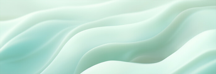 green and white pearly gradient neon banner. Soft mint silky gradient wave backdrop	
