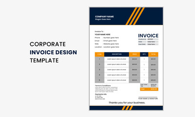 Business invoice Template Design, Modern professional Invoice Design Template. Vactor Template.