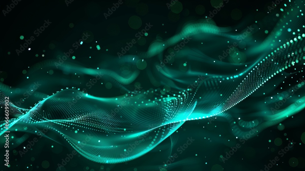 Poster the visualization of big data. a digital background. a representation of analytics. waves of particl