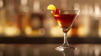 Savoring the Rich Taste of a Manhattan Cocktail in Elegance