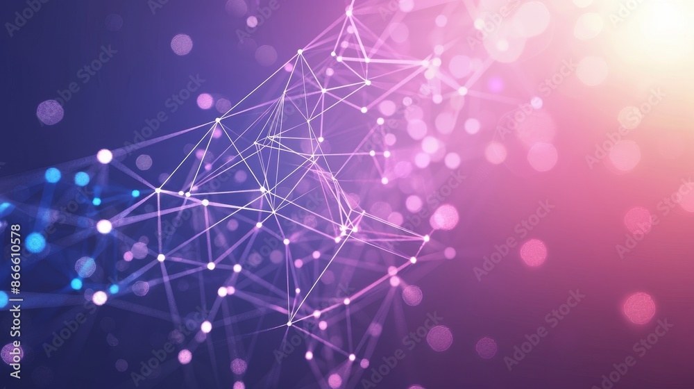 Poster conceptual background with dots and lines representing global network connections.