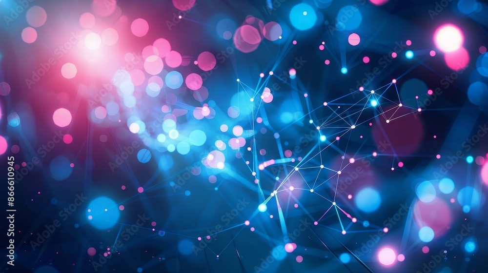 Poster background of abstract plexus with connecting dots and lines. global network connection, digital tec