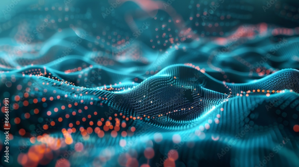 Poster data flow in the cyber field. blockchain data fields. network line connection stream. concept of ai 