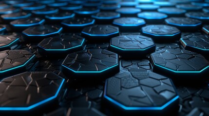 Obraz premium Isolated grey and blue hexagons against a modern background