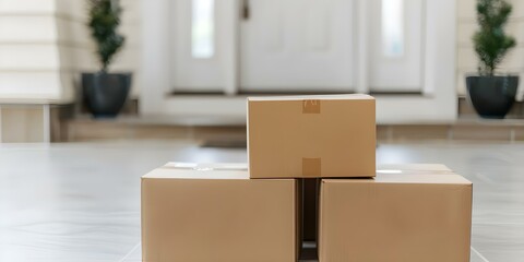 Unattended Packages from Recent Online Shopping Spree. Concept Security Concerns, Online Shopping Risks, Package Theft, Porch Pirates, Preventing Theft