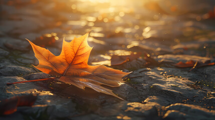Close up of autumn leaves on the ground