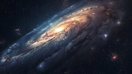 Fototapeta premium A stunning view of a spiral galaxy in the vast expanse of space.