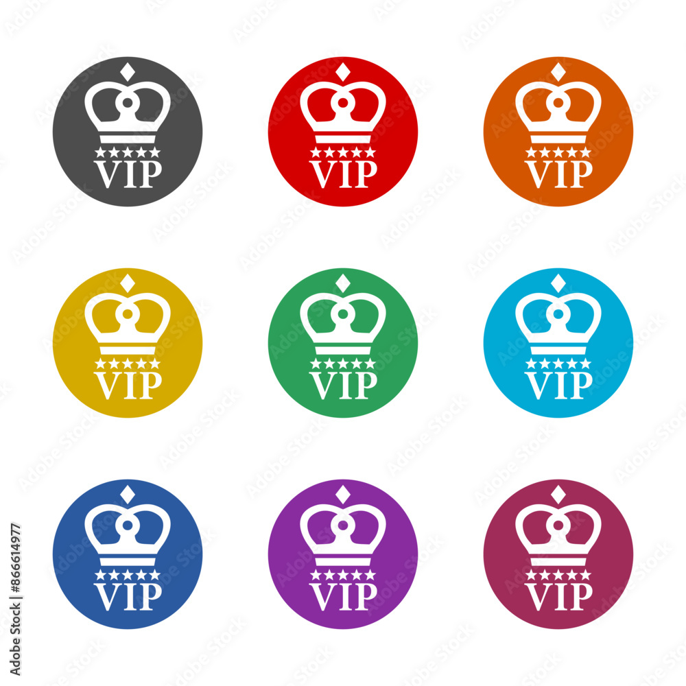 Poster VIP badge icon isolated on white background. Set icons colorful