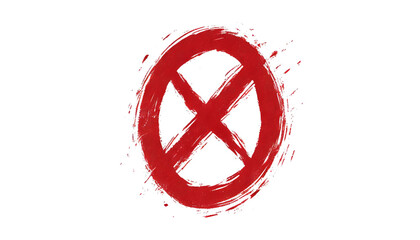 Obraz premium A bold, rough-textured red oval mark, depicted on a transparent background