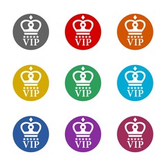 VIP badge icon isolated on white background. Set icons colorful