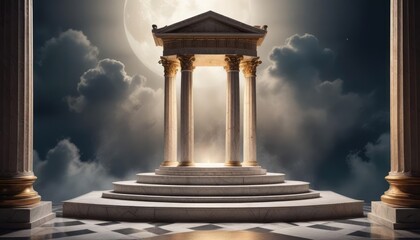 Background podium column 3d roman luxury greek white ancient display product classic. Podium platform background column pillar stage minimal stand beauty design greece render scene plant cosmetic rome