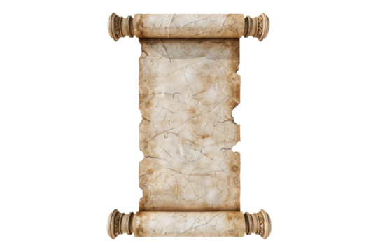 Parchment scroll isolated on transparent background
