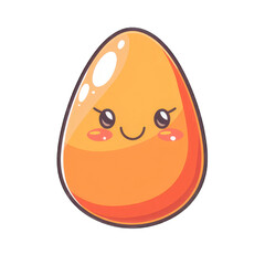 Fototapeta premium Cute cartoon orange blob character with a smiling face and rosy cheeks, isolated on a white background.