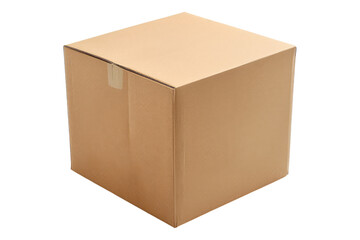 Plain cardboard box isolated on transparent background