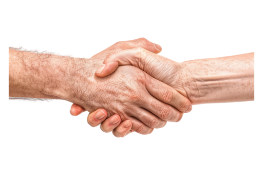 Playful hand shake isolated on transparent background