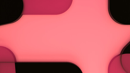Abstract glass square shapes on pink background. 3d render.