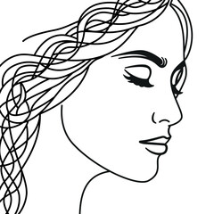 beautiful bride silhouette . Vector drawing on a white background.
