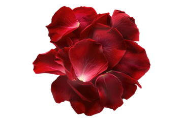 Red rose petal isolated on transparent background