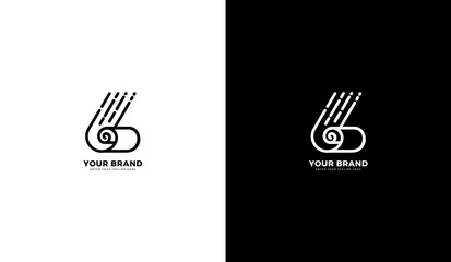 Digital technology paper roll logo. Simple line paper icon. Graphic vector illustration design