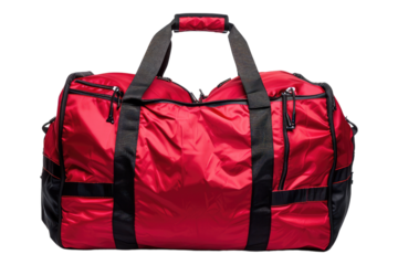Red sports bag isolated on transparent background