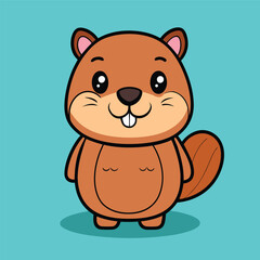 Fototapeta premium Cute Beaver Cartoon Vector Icon Illustration.