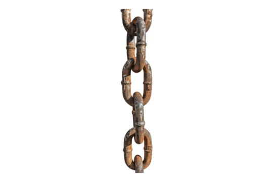 Rusted metal chain isolated on transparent background