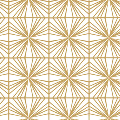 Abstract geometric pattern with stripes, lines. Seamless vector background. White and gold floral ornament. Modern reticulated graphic design.