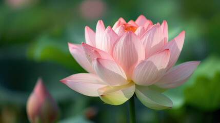 Beautiful pink lotus flower blooming in pond.  Concepts. nature, zen, peace, purity, Buddhism
