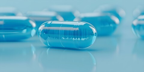 Examples of Pharmaceutical Branding Blue Pills, Probiotics, Healthcare Supplements. Concept Pharmaceutical Branding, Blue Pills, Probiotics, Healthcare Supplements