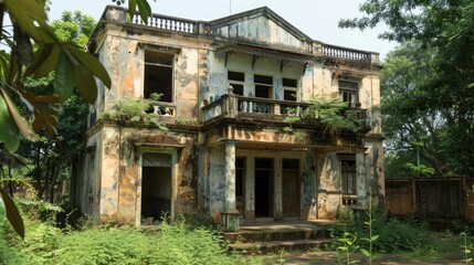 Fototapeta premium Old dilapidated house left empty