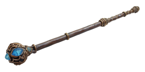 Wizard's wand isolated on transparent or white background 